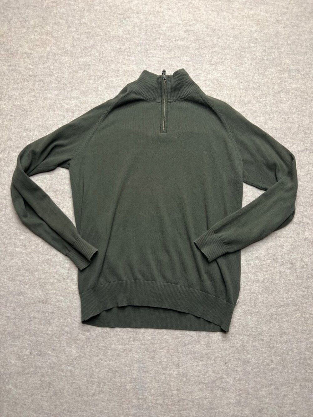 Timberland Green Quarter Zip Cotton Pullover Sweater Classic Lightweight Large